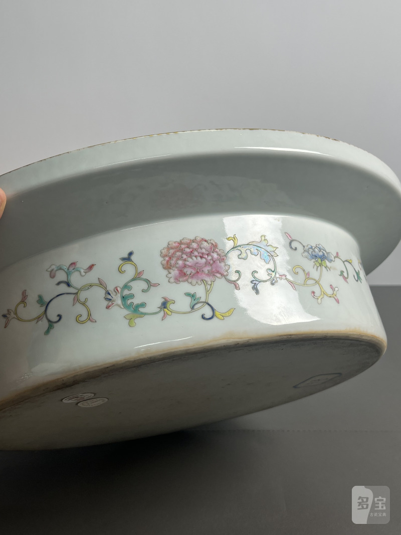 清中期  粉彩花鸟纹折沿洗 - 图15